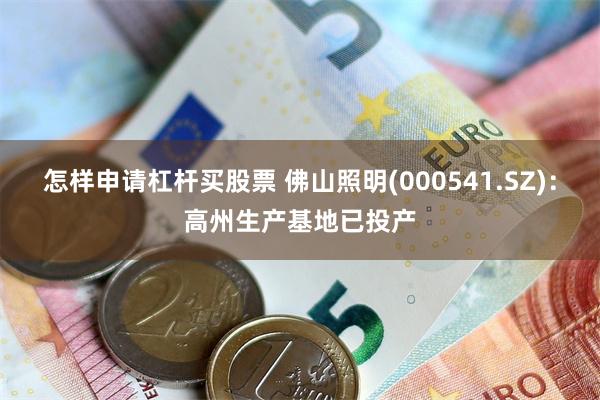 怎样申请杠杆买股票 佛山照明(000541.SZ)：高州生产基地已投产
