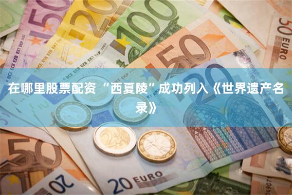 在哪里股票配资 “西夏陵”成功列入《世界遗产名录》