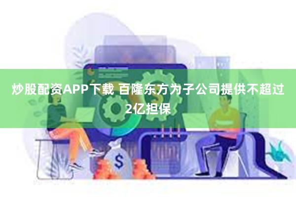 炒股配资APP下载 百隆东方为子公司提供不超过2亿担保