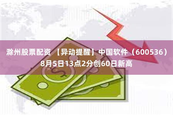 滁州股票配资 【异动提醒】中国软件（600536）8月5日13点2分创60日新高